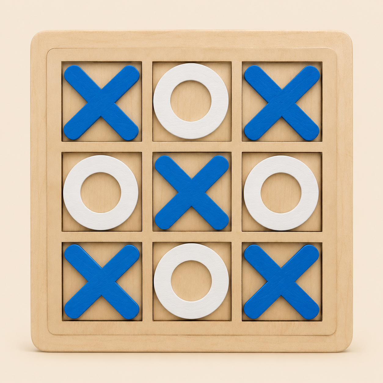 لعبة خشبيه xo Wooden Game – Blue & White XO Board 30*30 cm - Image 1