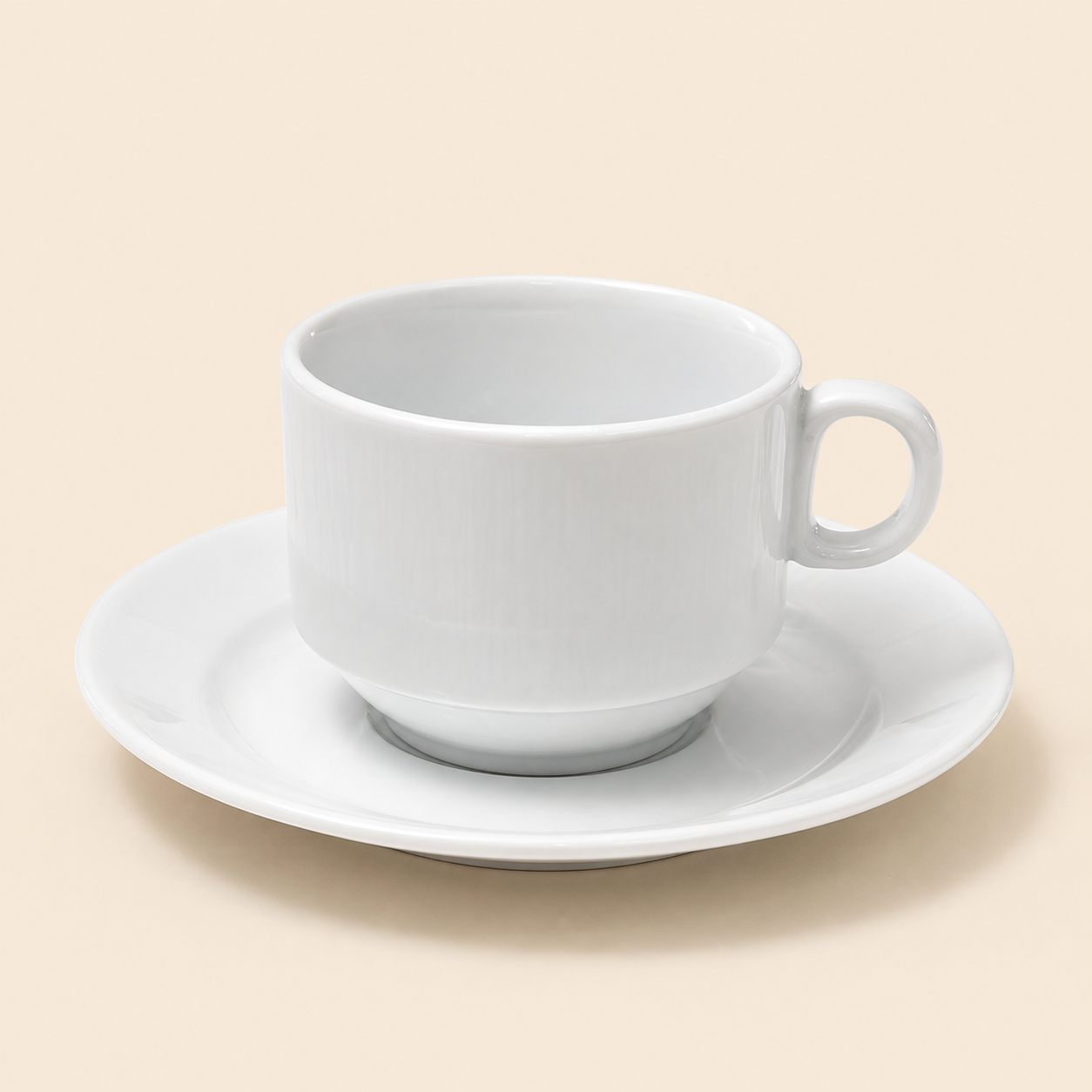 MOMAZ White Porcelain Tea Cup & Saucer Set – 12 Pieces, 6 Cups + 6 Saucers - Image 1