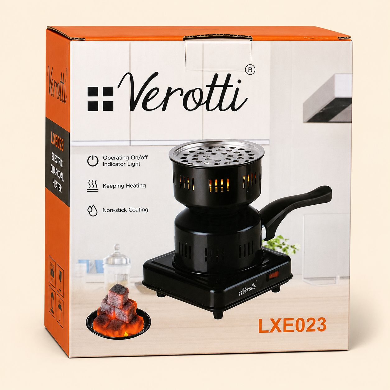 Verotti LXE023 Electric Charcoal Heater & Burner – Non-Stick Charcoal Starter with Keep-Warm Function - Image 1