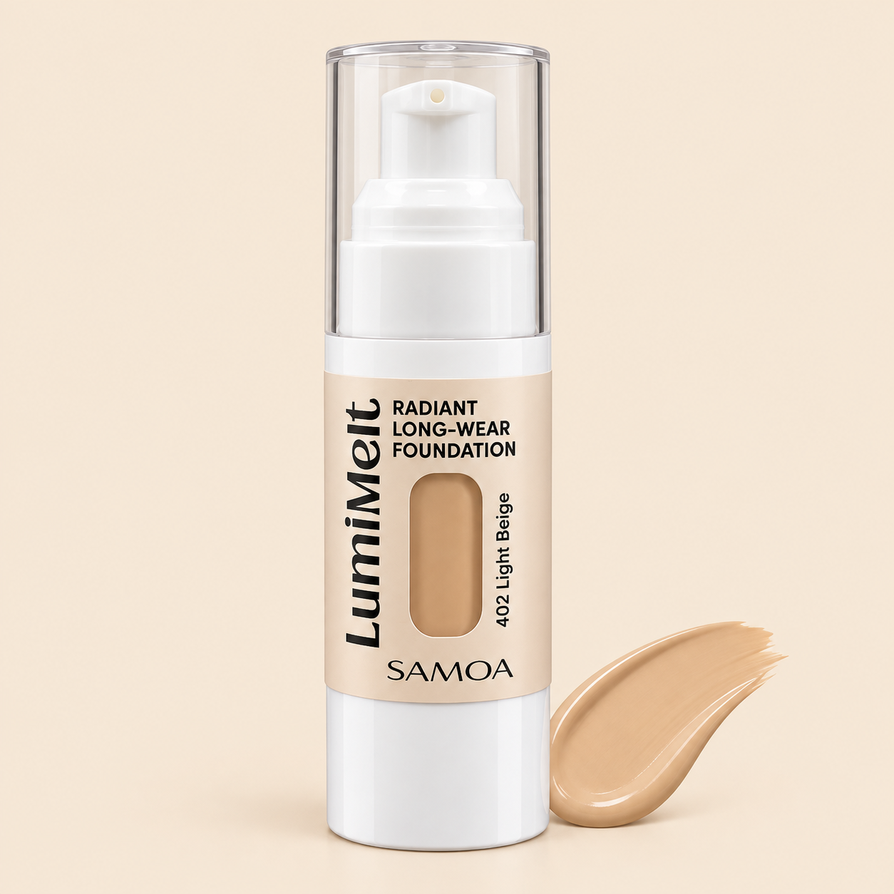 Samoa LumiMelt Radiant Long-Wear Foundation – 402 Light Beige-30ml - Image 1