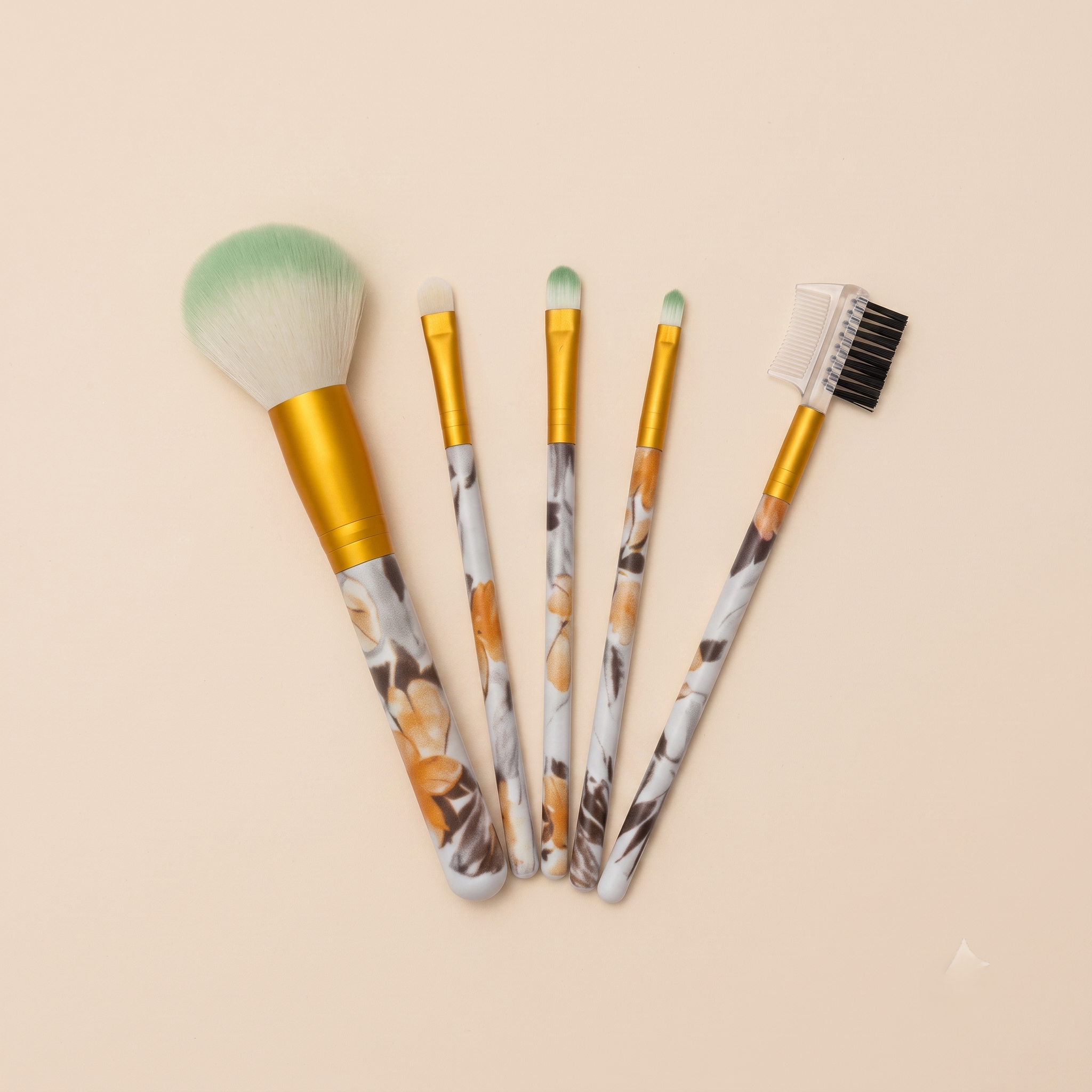 Gemini_Generated_Image_m6td1fm6td1fm6tdtttttttttt Makeup Brush Set Floral Pattern Powder Eye and Eyebrow Brushes, 5 Pieces - Image 1