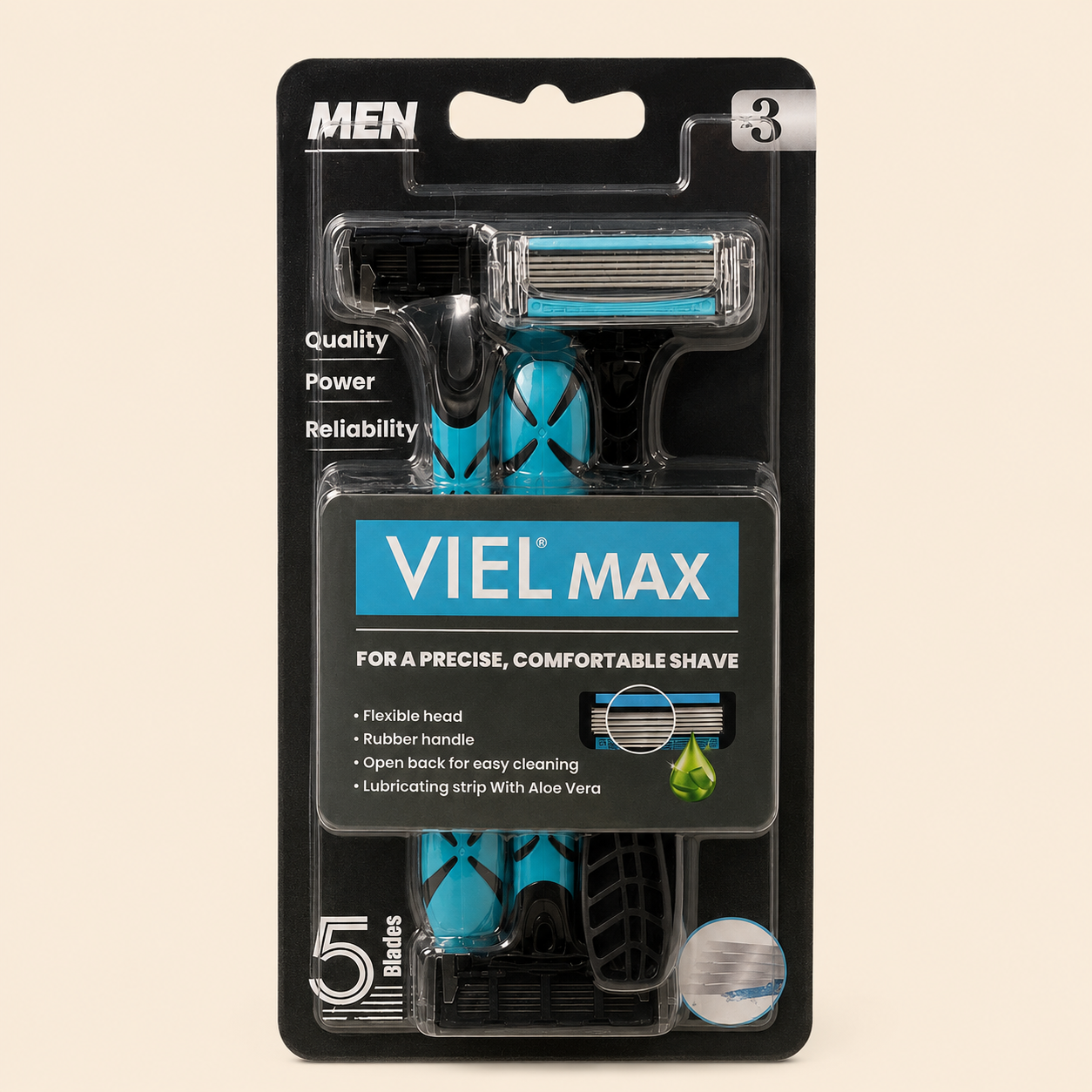 ChatGPT Image Sep 2, 2026, 03_00_45 PM (1) Viel Men Max 5-Blade Razor with 3 Cartridges - Image 1