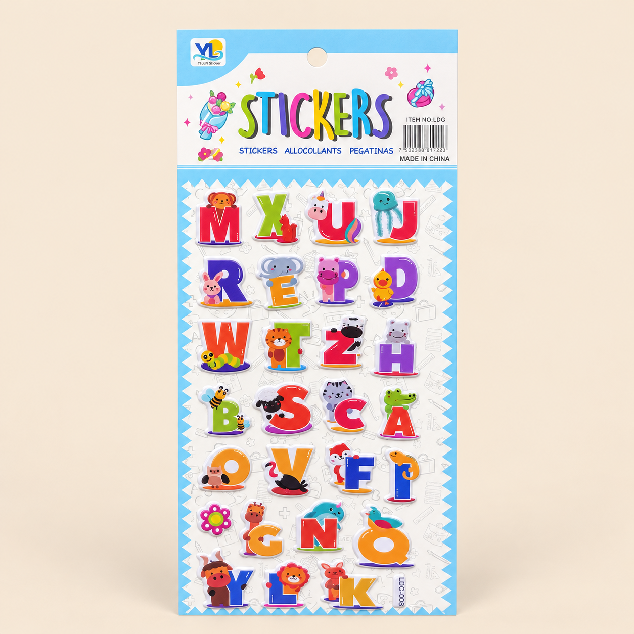 ChatGPT Image Sep 5, 2026, 04_12_06 PM Kids Alphabet Letter Stickers with Animal Characters – Colorful Educational A–Z Sticker Sheet - Image 1