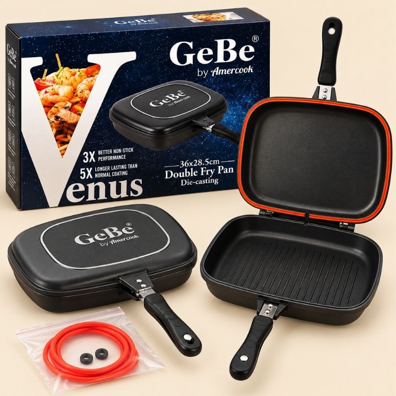 gebe-venus-double-sided-fry-pan-32x25-5cm-accessories Double Fry Pan with Non-Stick Coating – GeBe Venus 36x28.5 cm - Image 1